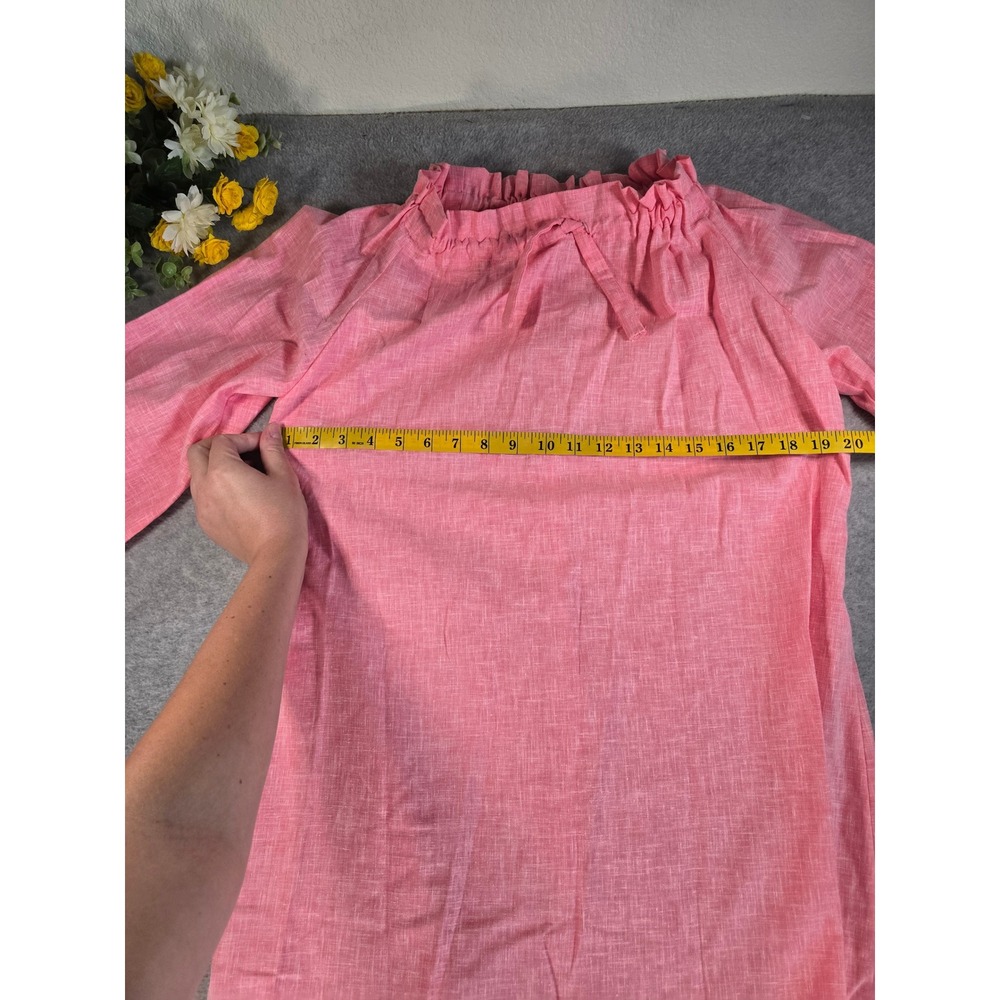Vintage 70s Ruffle Maxi Dress Womens M Pink Cottagecore Tiered Balloon Sleeve - Picture 10 of 11
